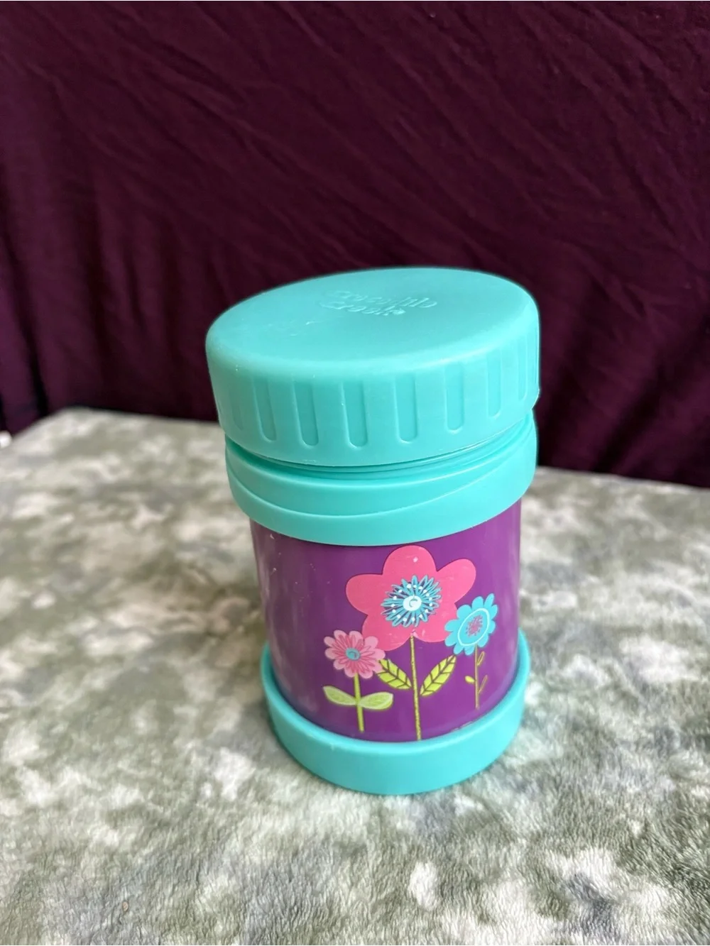 Crocodile Creek Purple Floral Insulated Stainless Steel Kids Food Jar Thermos